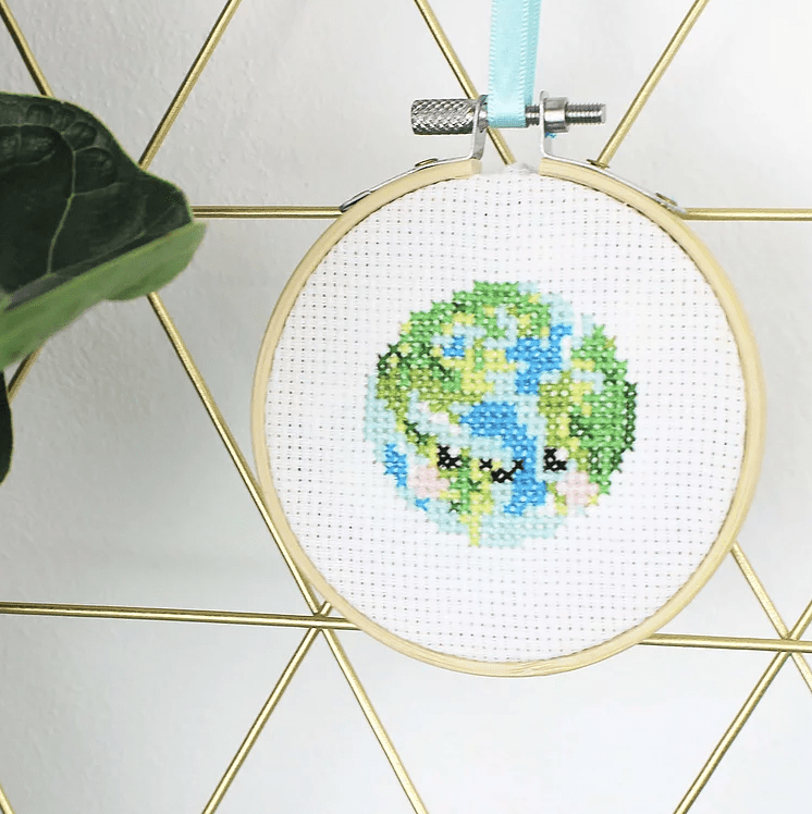 Happy Earth Mini Cross Stitch Kit - Ellbie Co - The Eternal Maker - UK Fabric Shop