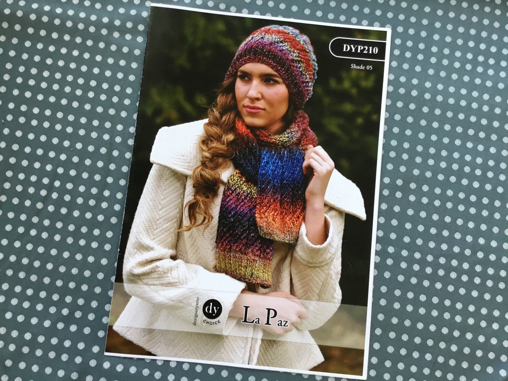 Hat and Scarf Knitting Pattern DYP210 by Designer Yarns for La Paz - The Eternal Maker - UK Fabric Shop