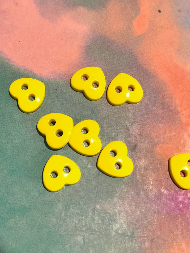 Heart Buttons - 12mm - Yellow - The Eternal Maker - UK Fabric Shop