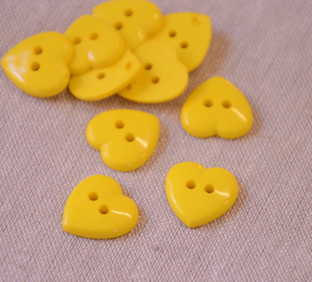 Heart Buttons - 15mm - Yellow - The Eternal Maker - UK Fabric Shop
