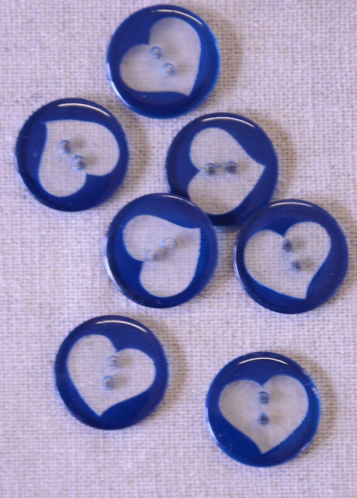 Heart Silhouette Button - 15mm - Navy - The Eternal Maker - UK Fabric Shop
