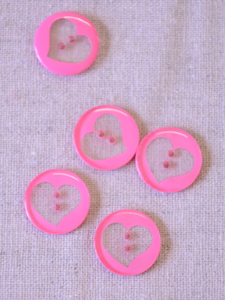 Heart Silhouette Button - 15mm - pink - The Eternal Maker - UK Fabric Shop