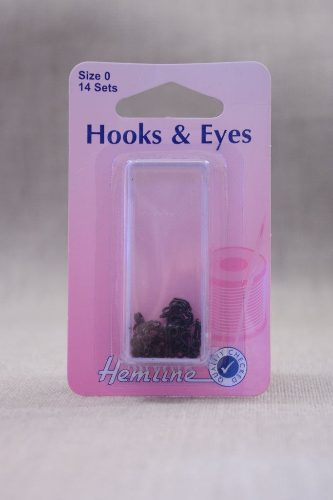Hemline Dressmaking Hook & Eyes - Size 0 - Black