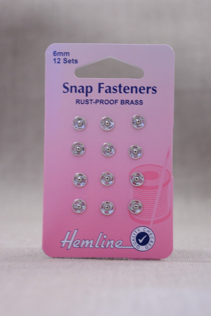 Hemline Dressmaking Snap Fasteners - 6mm - Silver