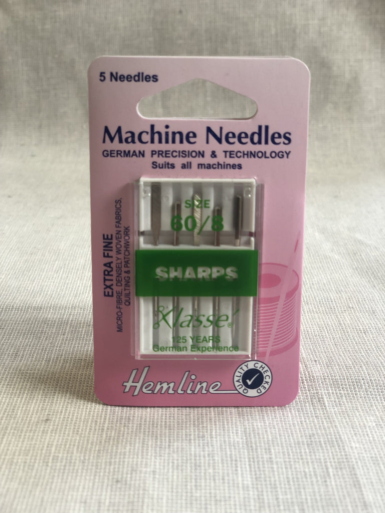 Hemline Needles and Pins Extra Fine Sharps - 60/8 - Machine Needles