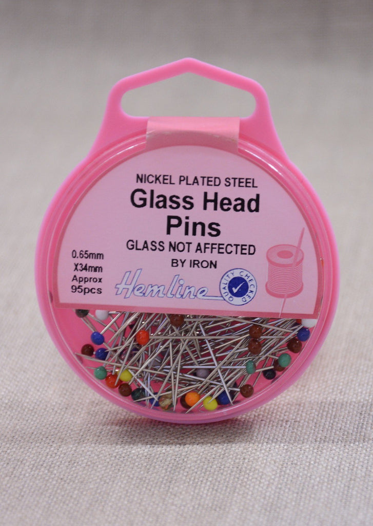 Hemline Needles and Pins Glass Head Pins 0.65mm x 34mm 95pcs