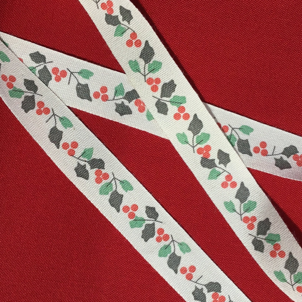 Holly Christmas - 15mm ribbon - The Eternal Maker - UK Fabric Shop