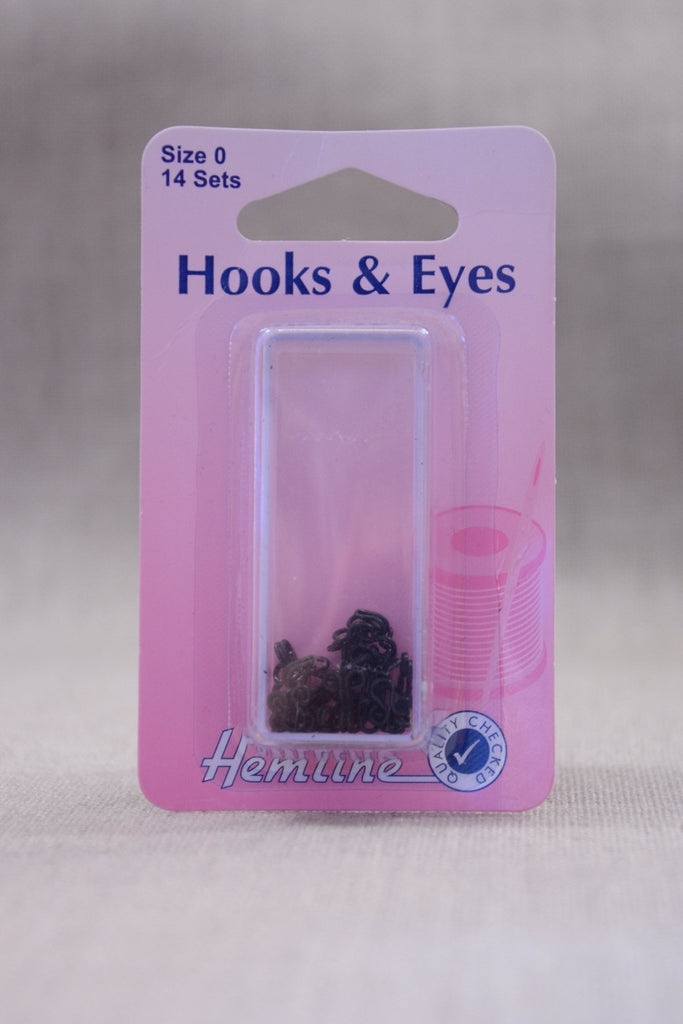 Hook and Eyes - Size 0 - Black - 14 sets - The Eternal Maker - UK Fabric Shop