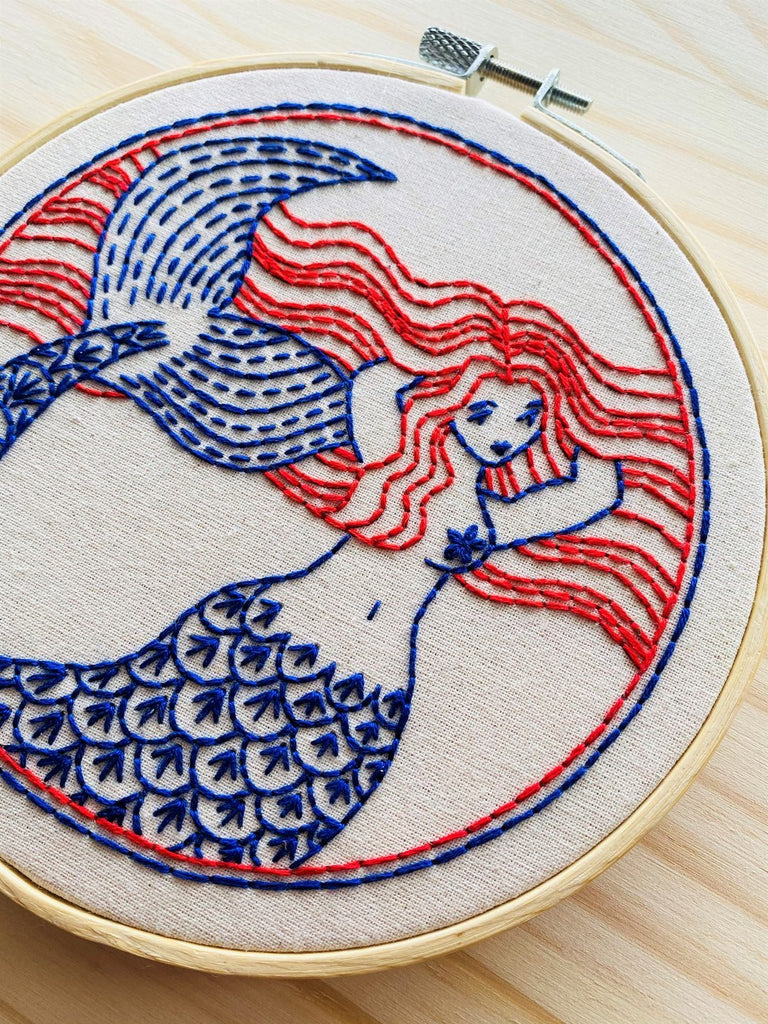 Hook, Line & Tinker Kits Mermaid Hair Don't Care Embroidery Kit - Hook, Line & Tinker