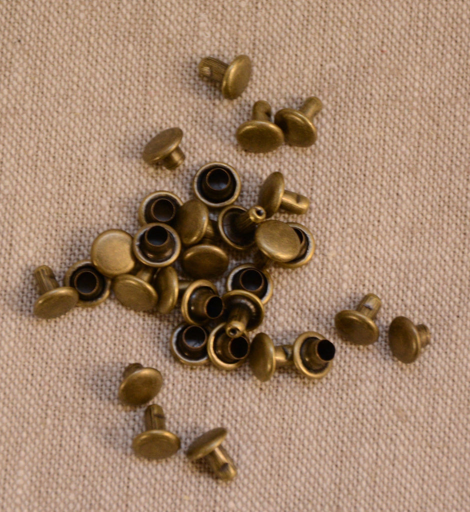 Inazuma Metal Hardware Coloured Rivets 6mm (dia.) x 6mm (length)  20 pack - Ant. Gold