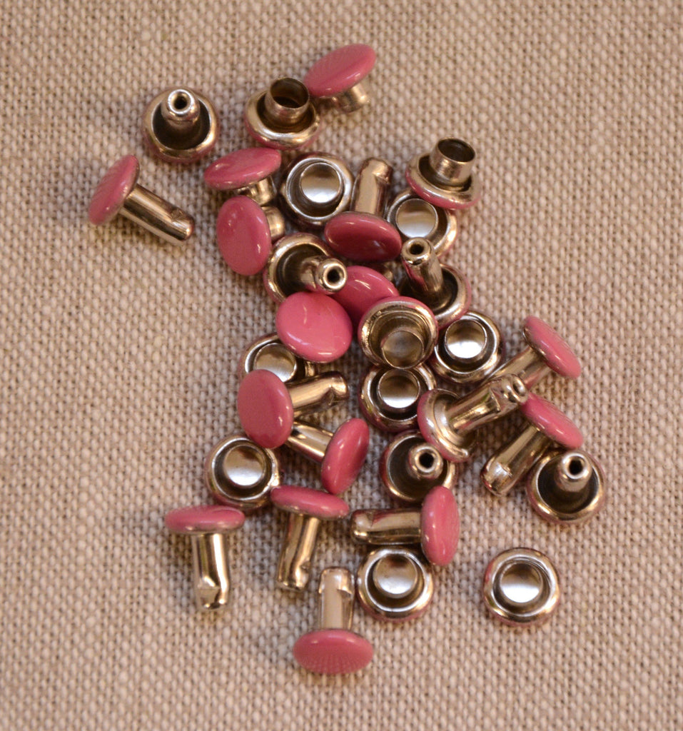 Inazuma Metal Hardware Coloured Rivets 6mm (dia.) x 7mm (length) 20 pack - Hot Pink