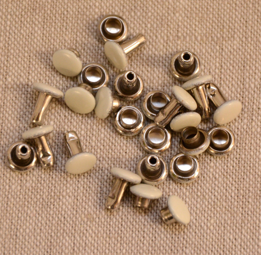Inazuma Metal Hardware Coloured Rivets 6mm (dia.) x 7mm (length) 20 pack - Off White