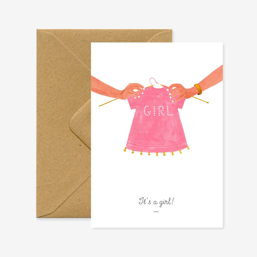 It's A Girl - Greetings Card - The Eternal Maker - UK Fabric Shop