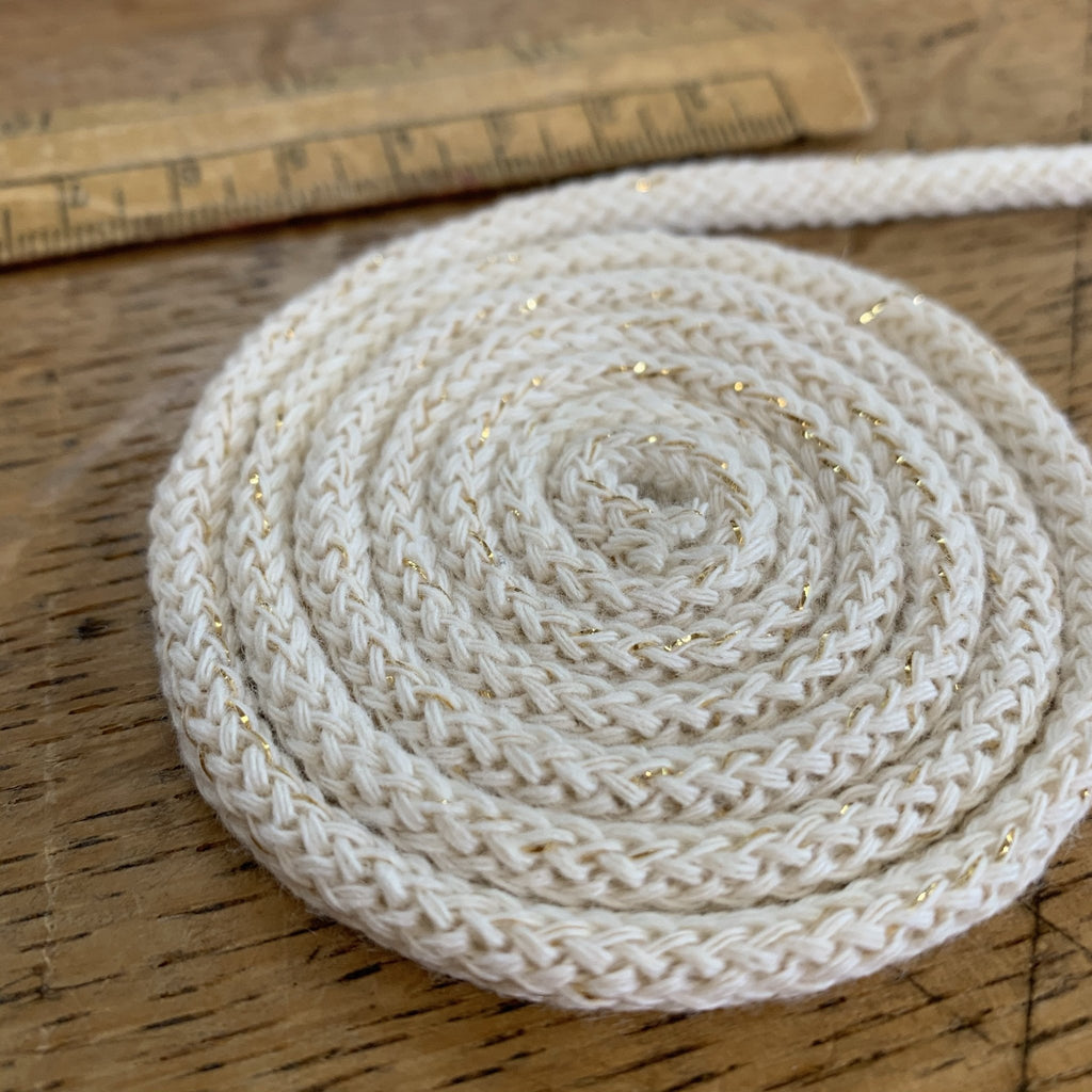 Ivory Gold - 5mm Recycled Cotton Drawstring Cord - The Eternal Maker - UK Fabric Shop