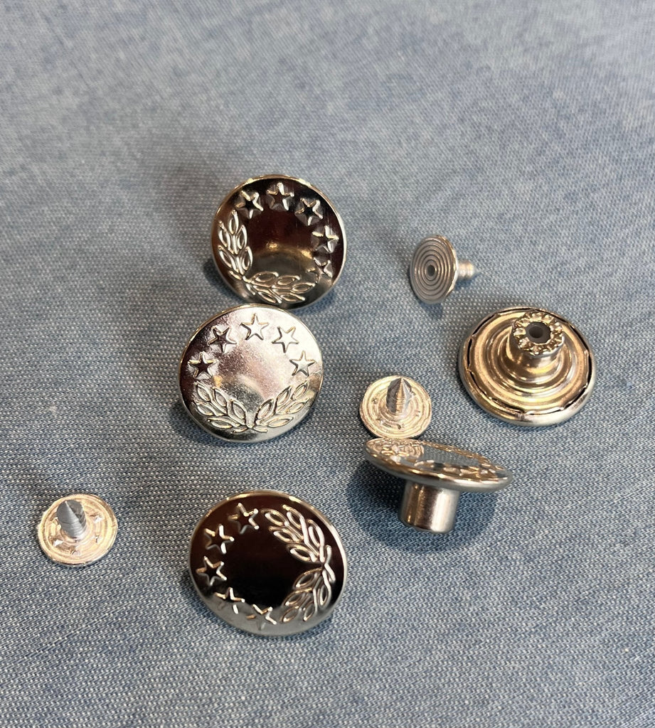 Jeans Buttons - Silver - 16mm - The Eternal Maker - UK Fabric Shop