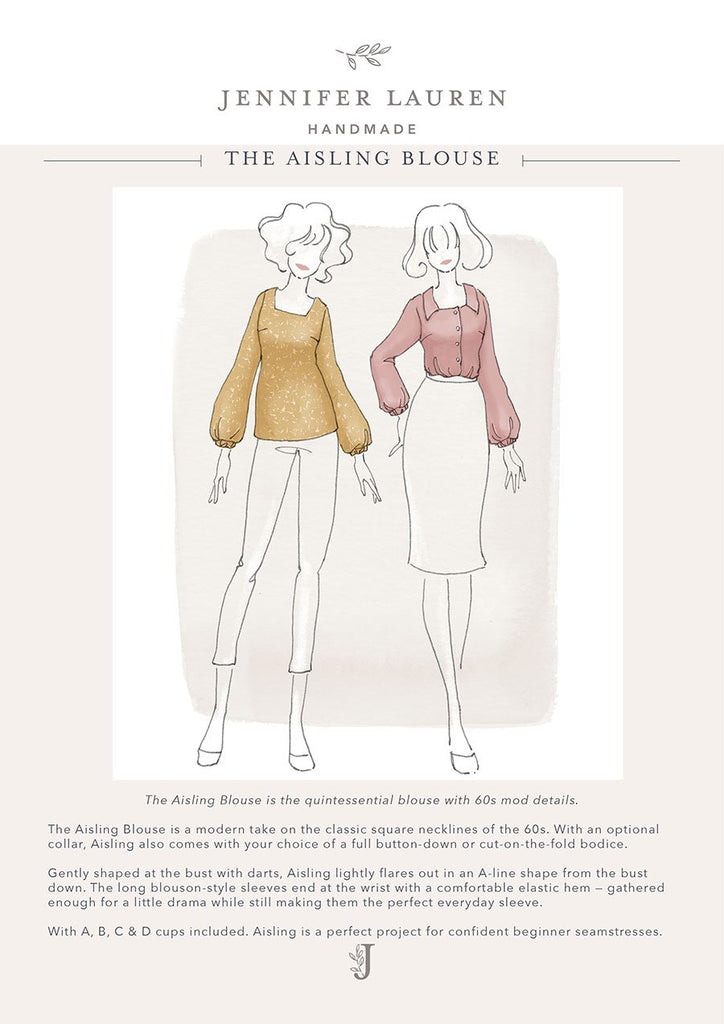 Jennifer Lauren Handmade Dress Patterns The Aisling Blouse - Jennifer Lauren Handmade - Digital PDF Download Pattern