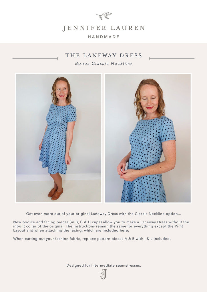 Jennifer Lauren Handmade Dress Patterns The Laneway Dress - PDF Pattern - Jennifer Lauren Handmade