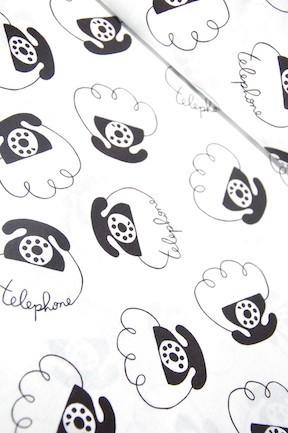 Kei Fabrics Fabric Black and White Telephone - Kei Fabrics