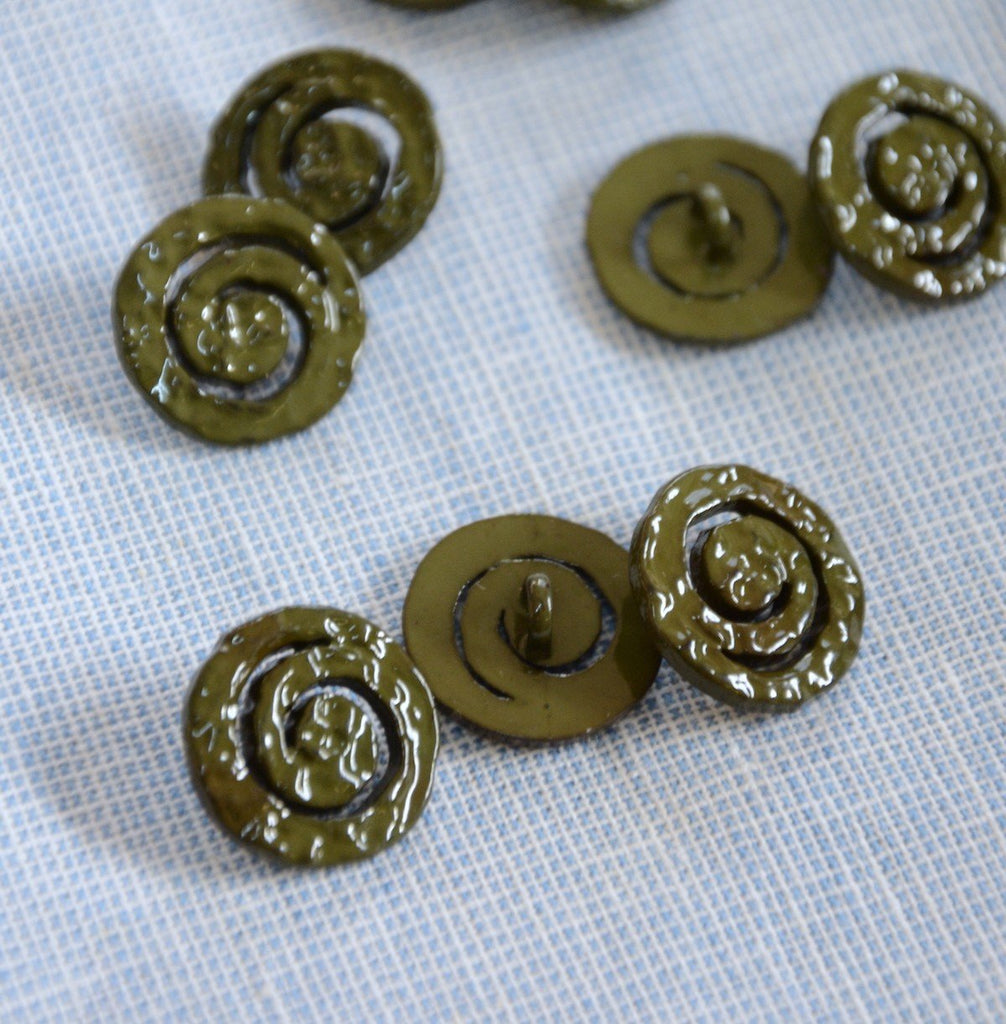 Khaki Swirl Shank Button - The Eternal Maker - UK Fabric Shop
