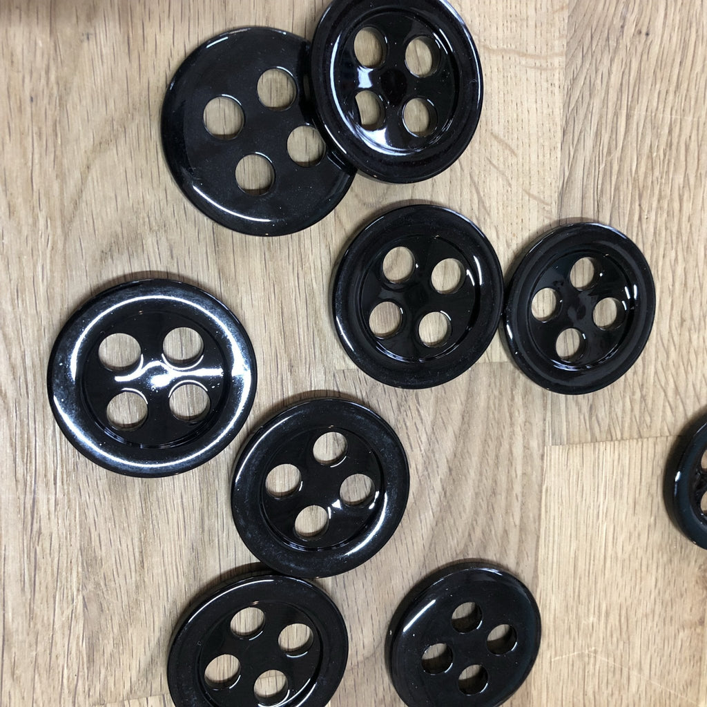 Large Retro Lacquered Button - Black - 43mm - The Eternal Maker - UK Fabric Shop
