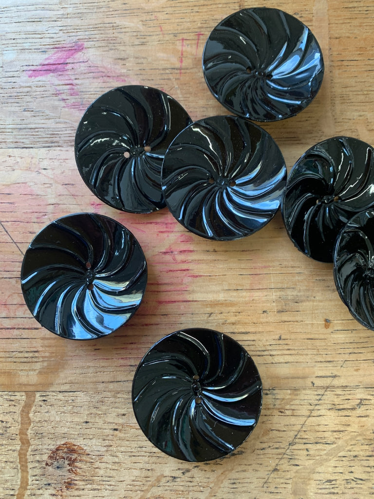 Large Whirlpool Lacquered Button - Black - 45mm - The Eternal Maker - UK Fabric Shop