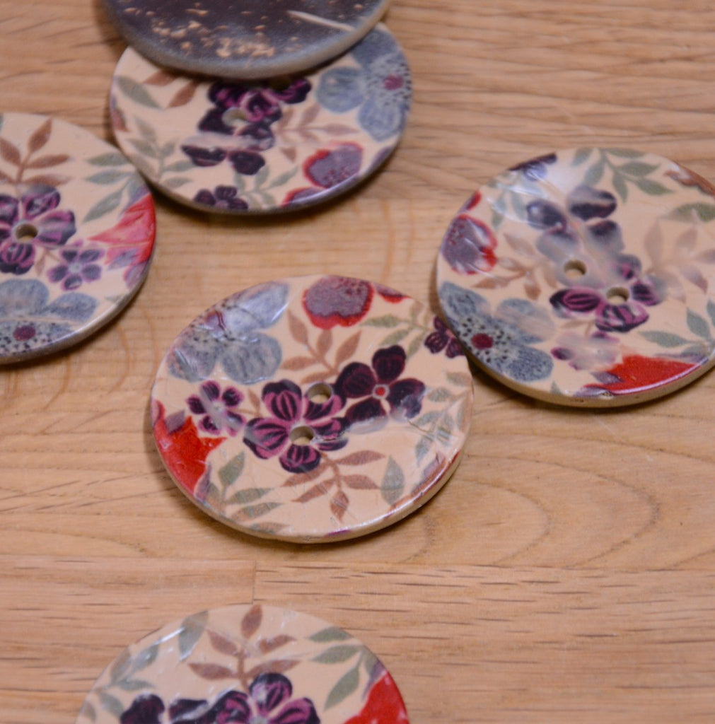 Large Wild Garden Coconut Button - 40mm - The Eternal Maker - UK Fabric Shop
