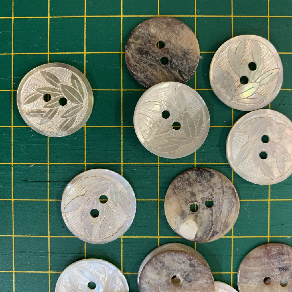Laurel Leaf Lasered Shell Buttons - The Eternal Maker - UK Fabric Shop
