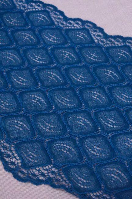 Leaf Pattern Stretch Lace Trim - Teal - 21cm - The Eternal Maker - UK Fabric Shop