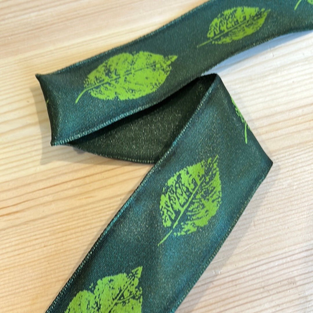 Leaf Ribbon - Green - 38mm - The Eternal Maker - UK Fabric Shop