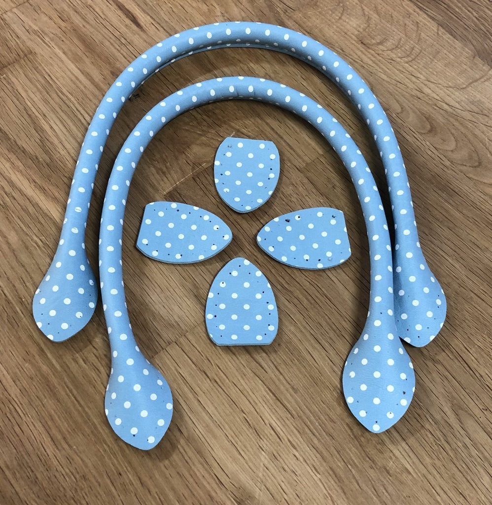Leather Look Bag Handles - Spotty Blue - 40cm - The Eternal Maker - UK Fabric Shop