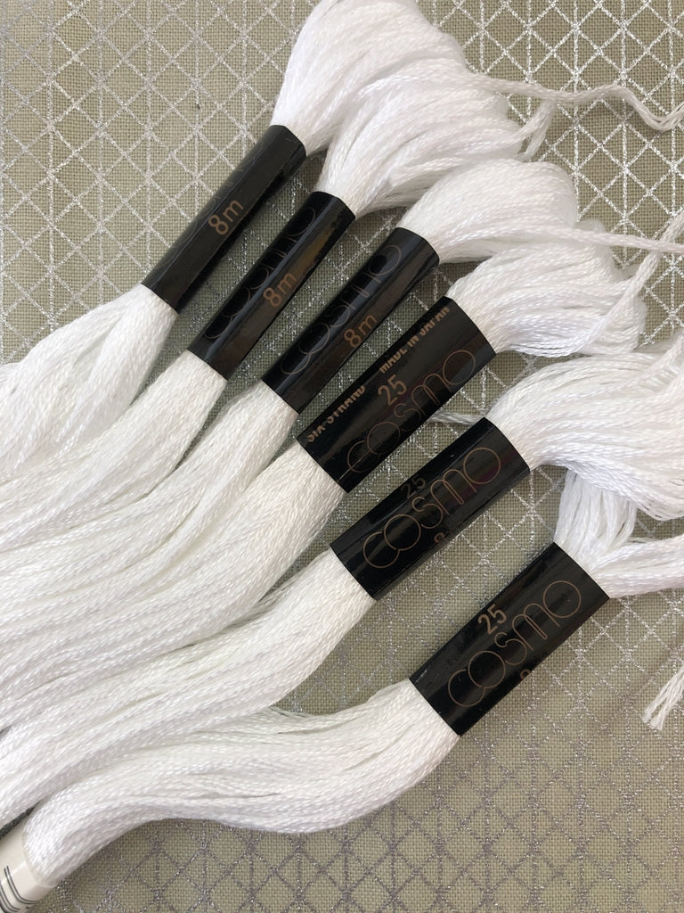 Lecien Cosmo Embroidery Thread 2500 White - The Eternal Maker - UK Fabric Shop
