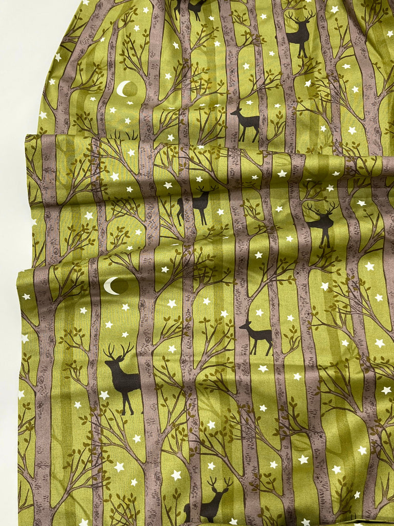 Lewis and Irene Fabric Nighttime Woods in Olive - Lewis and Irene