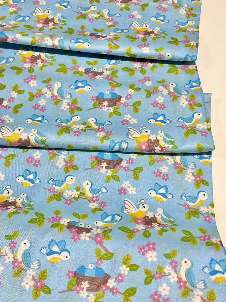 Lewis and Irene Fabric So Darling Blue Birds - Lewis and Irene