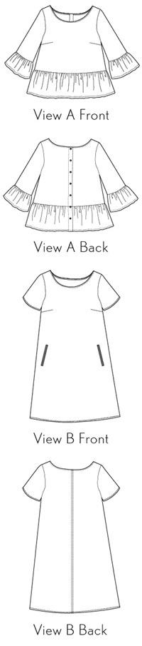 Liesl + Co Dress Patterns Gelato Blouse and Dress - Liesl + Co Digital Download Sewing Pattern