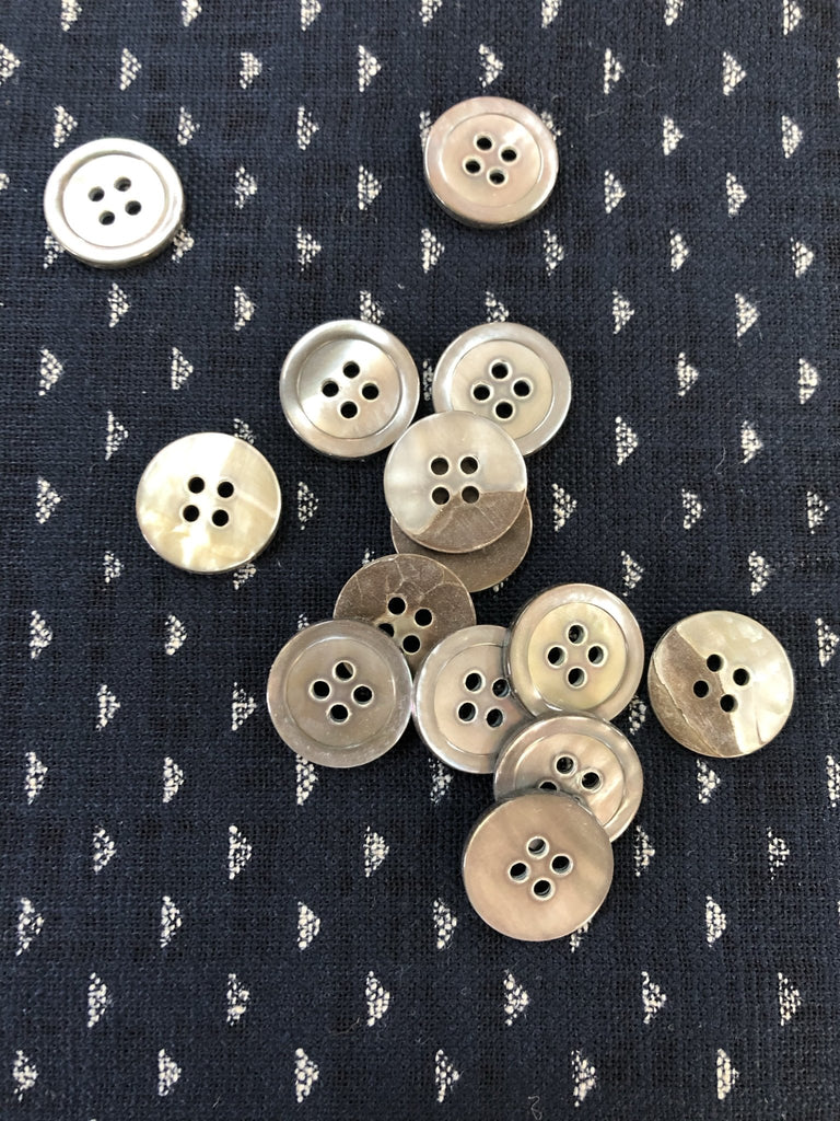 Light Smoke Mother of Pearl Narrow Ring Edge Button - 18mm 20mm or 25mm - The Eternal Maker - UK Fabric Shop