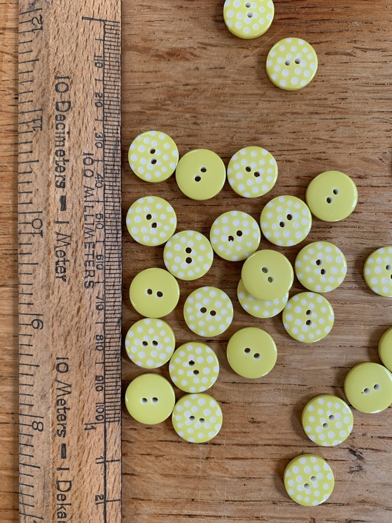Lime Green Spotty Button - 13mm - The Eternal Maker - UK Fabric Shop