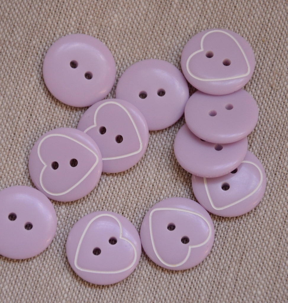 Line Heart Button - 15mm - Lilac - The Eternal Maker - UK Fabric Shop