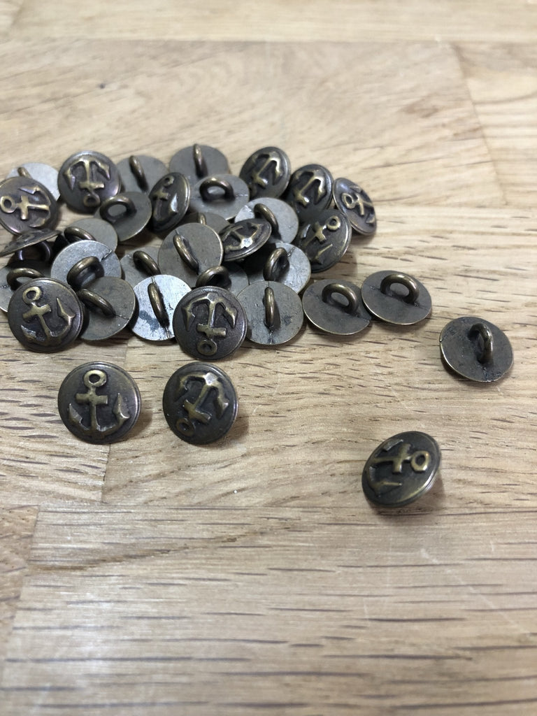 Little Anchor Shank Button - Brass - 11mm - The Eternal Maker - UK Fabric Shop