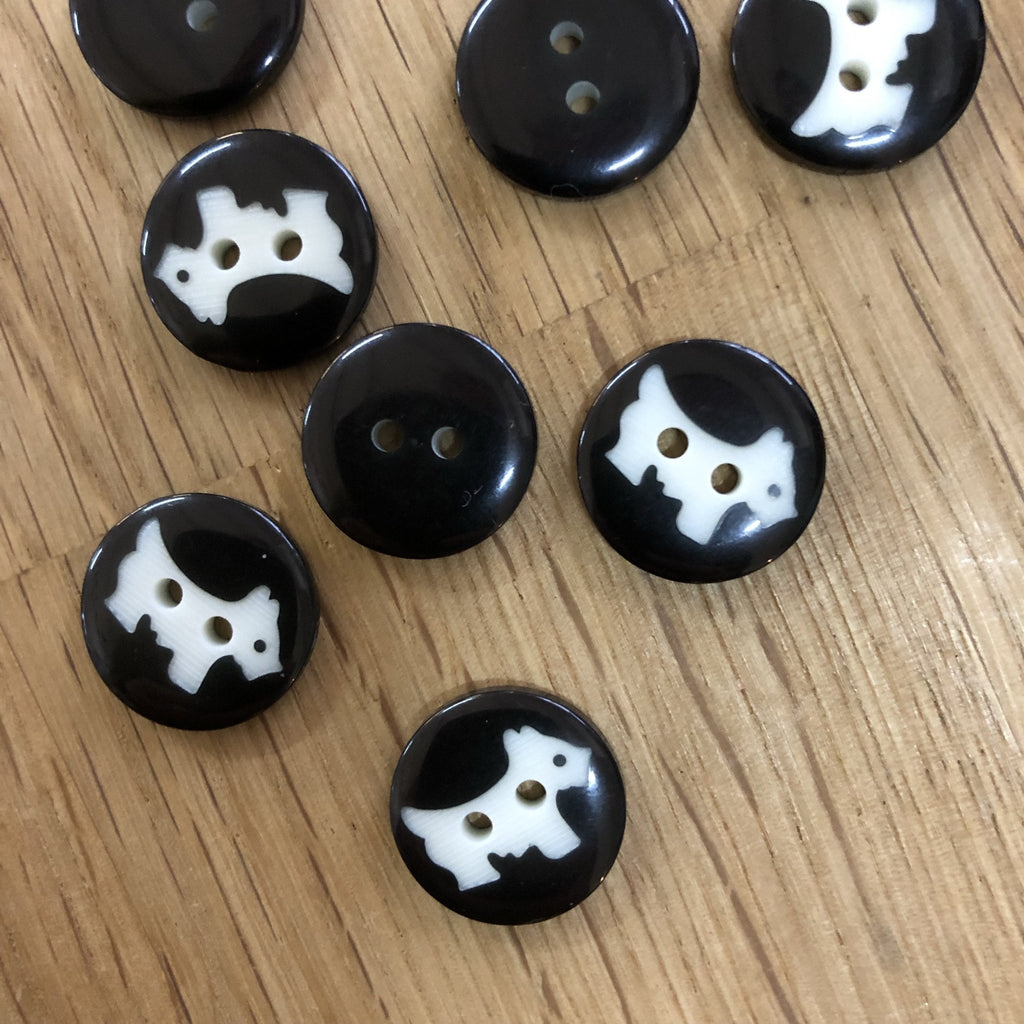 Little Dog Button - Black - 15mm - The Eternal Maker - UK Fabric Shop