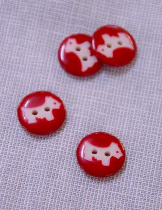 Little Dog Button - Red - 15mm - The Eternal Maker - UK Fabric Shop