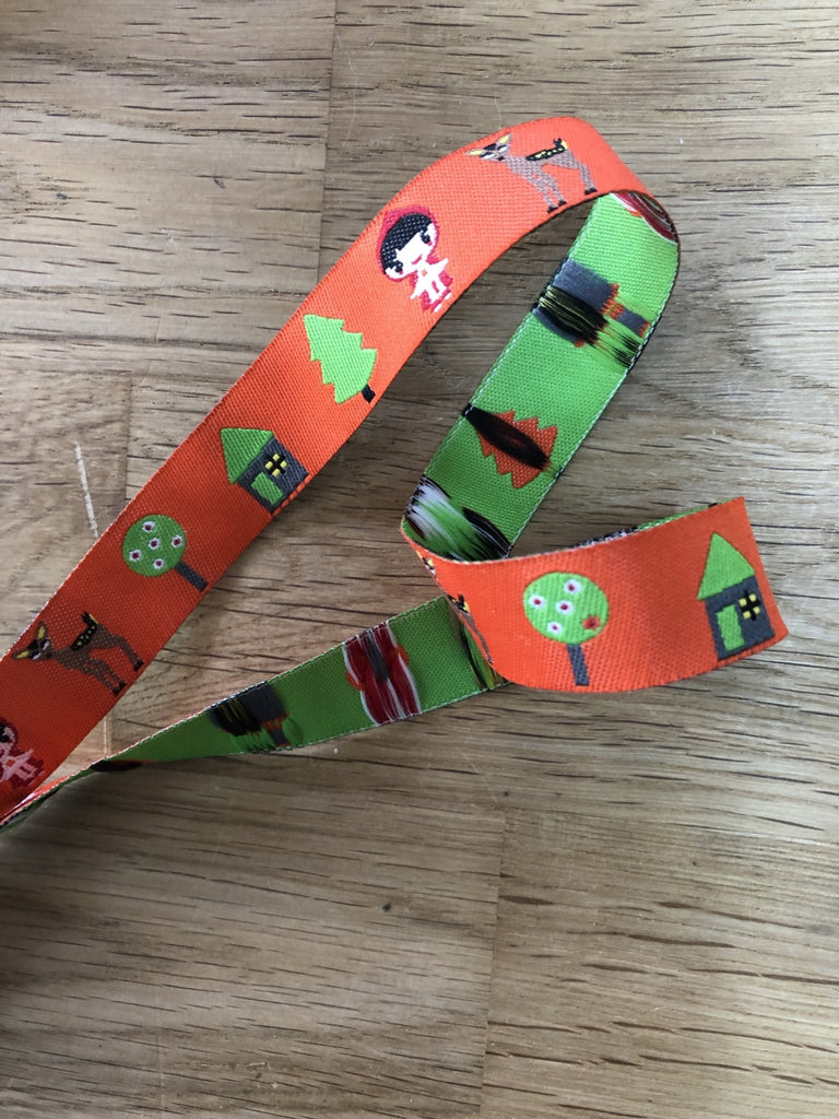 Little Red and the Deer - 15mm - Red - Woven Ribbon - The Eternal Maker - UK Fabric Shop