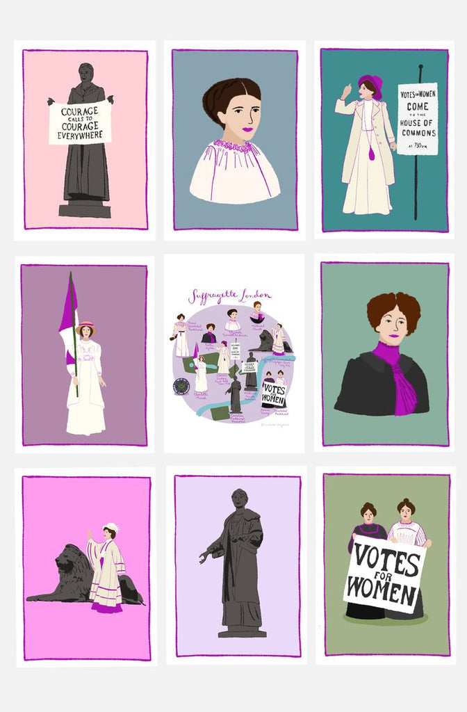 London Block By Block Cards Suffragettes - Greetings Card Set