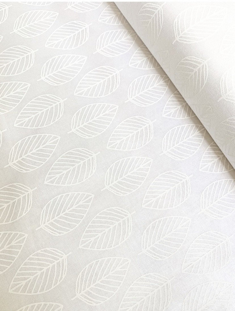 Makower Fabric Leaves - White on White