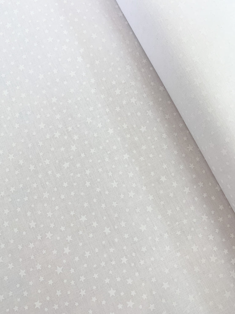 Makower Fabric Mini Stars - White on White