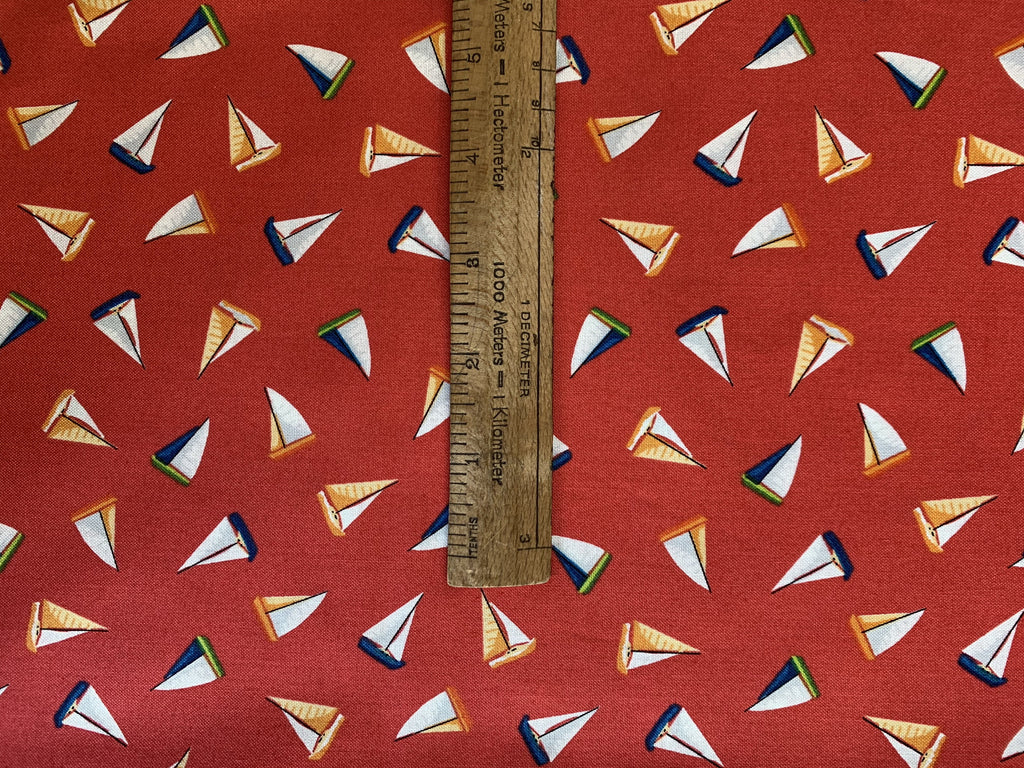 Makower Fabric Sailboats - Red - Makower Fabrics