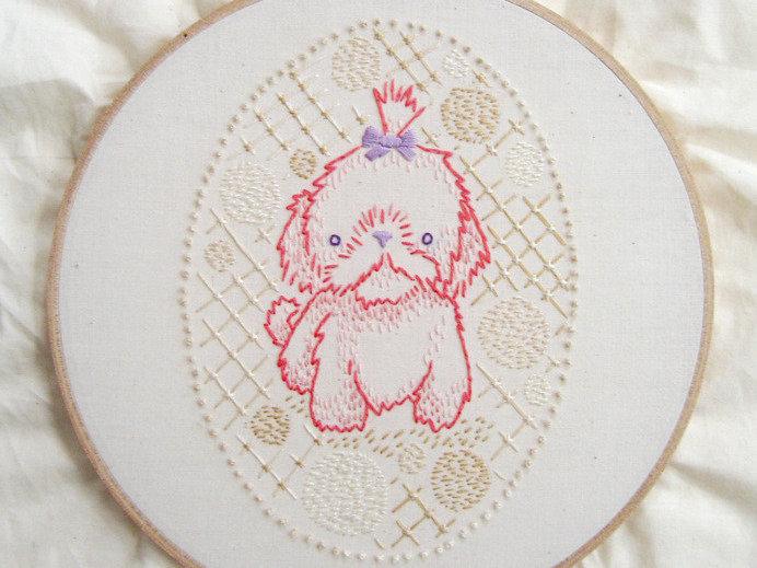 Maltese - Penguin and Fish Hand Embroidery Pattern - The Eternal Maker - UK Fabric Shop