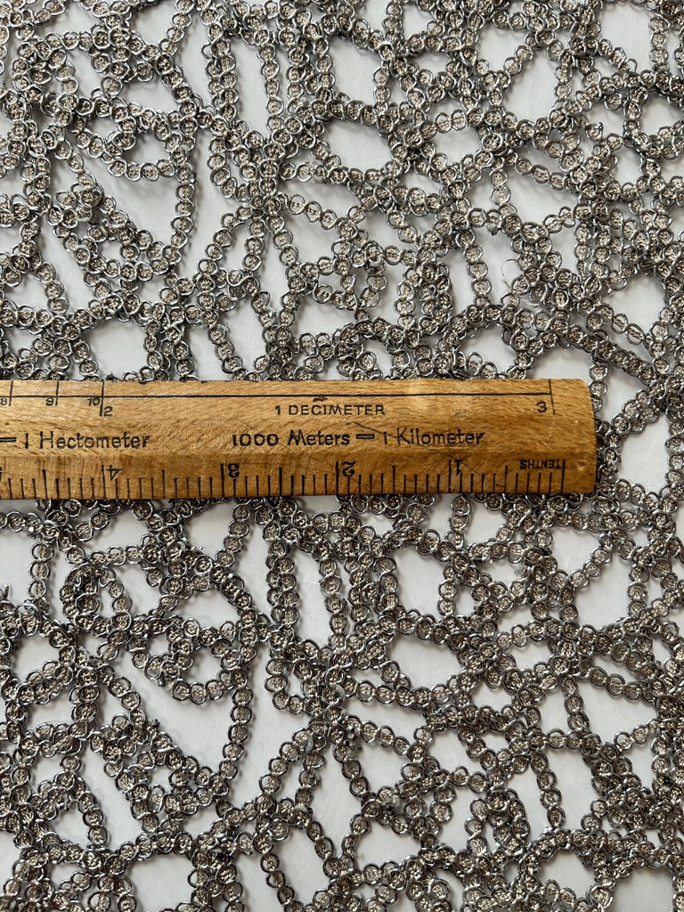 Marguerite Pewter Metallic Lace Overlay - The Eternal Maker - UK Fabric Shop