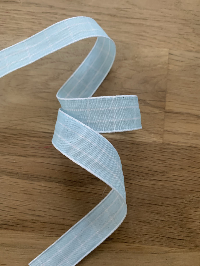 May Arts Ribbon and Trims Check Ribbon - 16mm - Pale Blue