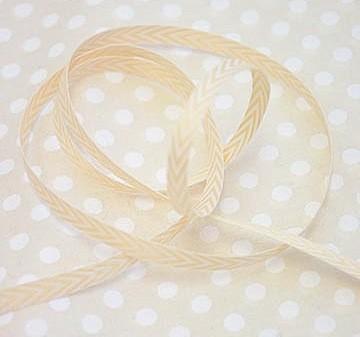 May Arts Ribbon and Trims Chevron Twill Ribbon - Ivory - 7mm