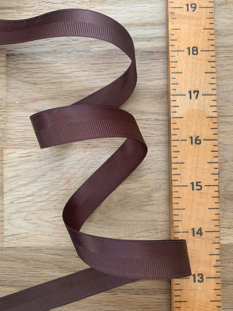 May Arts Ribbon and Trims Satin 2 Texture Ribbon - Brown - 15mm